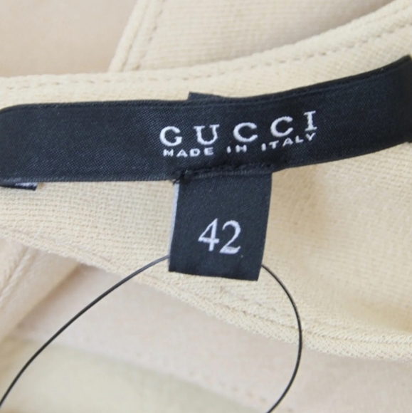 GUCCI Beige Silk Backless Shift Dress with Leather Strap Detail, NWT - Picture 9 of 9